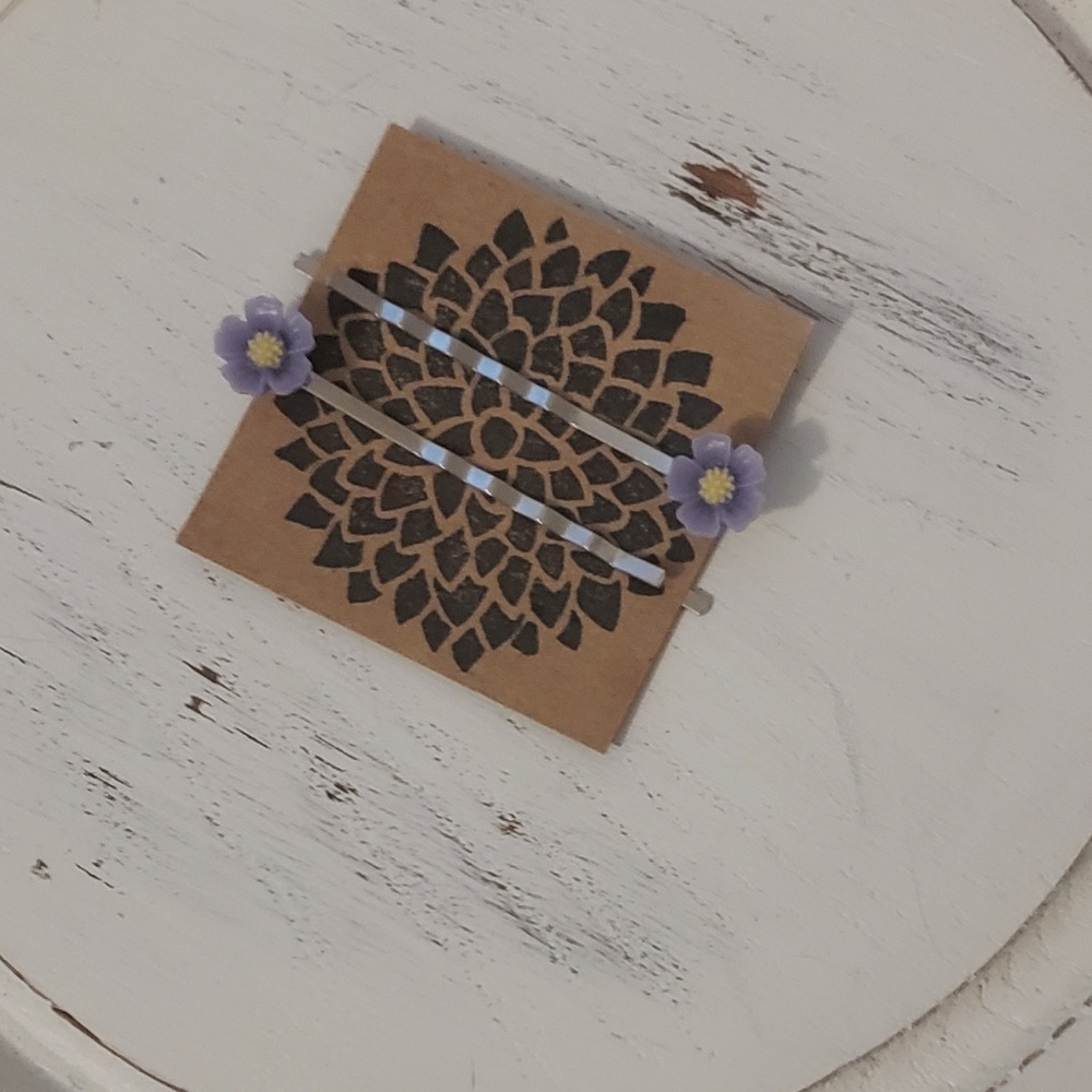 Purple Flower Hair Pins